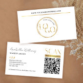 Modern Glam Gold Logo Makeup Beauty Salon QR Code 名刺