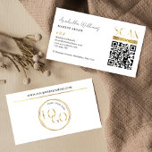 Modern Glam Gold Logo Makeup Beauty Salon QR Code 名刺