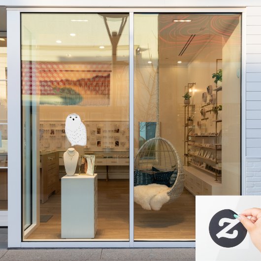 Modern glam snow owl ウィンドウサイン (店舗窓)