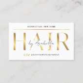 Modern Glam White & Gold Chic Hair Stylist Salon 名刺 (正面)