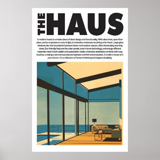 Modern Glass House Art Print Minimalist ポスター (正面)