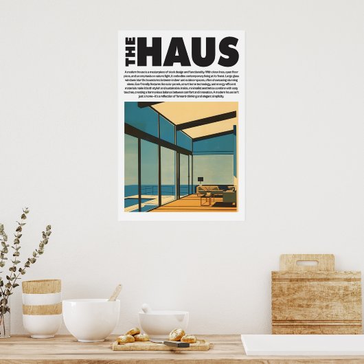 Modern Glass House Art Print Minimalist ポスター (キッチン)