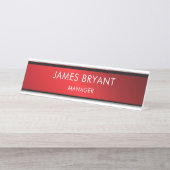 Modern Glassy Red & Black- Add Logo, Name, Title デスクネームプレート (正面)