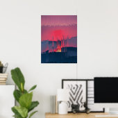 Modern Glitch Horizon Wall Art ポスター (ホームオフィス)