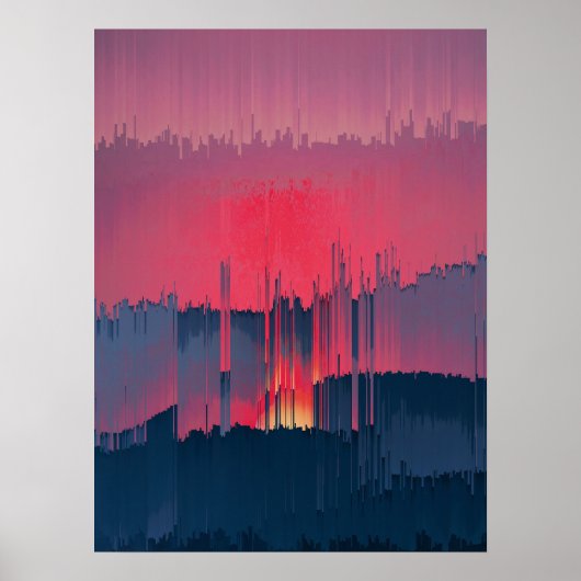 Modern Glitch Horizon Wall Art ポスター (正面)
