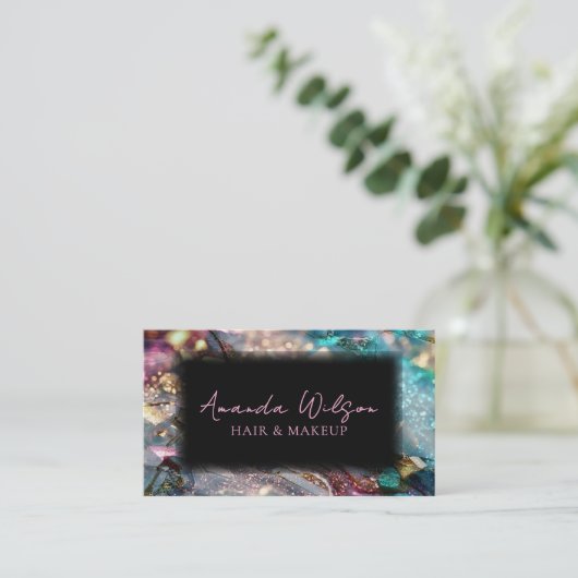 Modern Glitter and Marble Abstract Business Card 名刺 (スタンド正面)