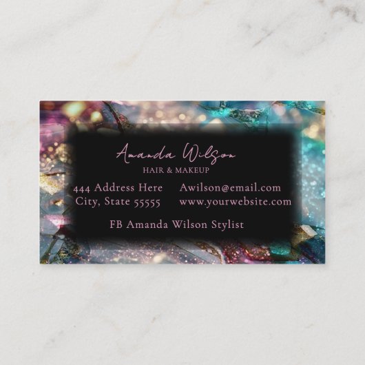 Modern Glitter and Marble Abstract  Business Card 名刺 (裏面)