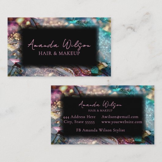 Modern Glitter and Marble Abstract  Business Card 名刺 (正面/裏面)