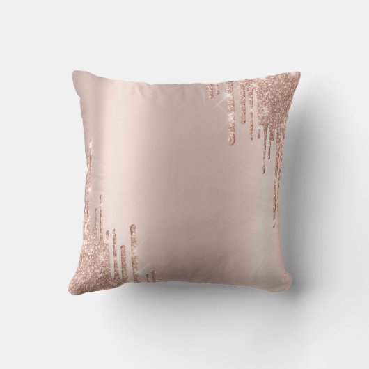 Modern Glitter Drips Rose Gold Tiara  クッション (裏面)