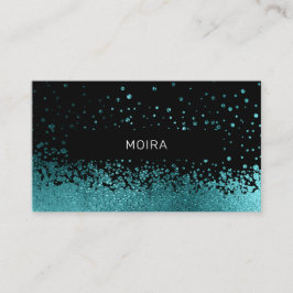 Modern Glitter Drop Aqua-Blau Schwarz 名刺