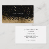 Modern Glitter Drop Gold Schwarz Visitenkarte 名刺 (正面/裏面)