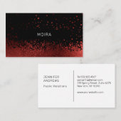 Modern Glitter Drop Rot Schwarz 名刺 (正面/裏面)