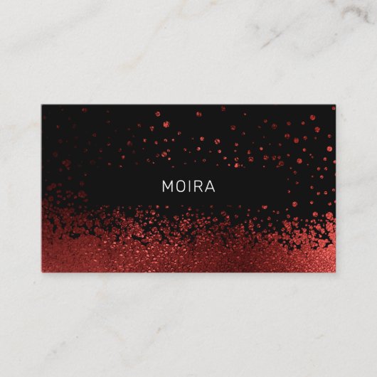 Modern Glitter Drop Rot Schwarz 名刺 (正面)