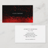 Modern Glitter Drop Rot Schwarz Visitenkarte 名刺 (正面/裏面)