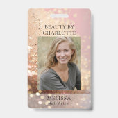 Modern Glitter Employee Photo ID Badge バッジ (正面)