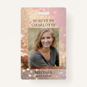 Modern Glitter Employee Photo ID Badge バッジ (正面)