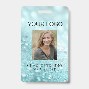 Modern Glitter Employee Photo ID Badge バッジ