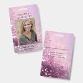 Modern Glitter Employee Photo ID Badge バッジ (表裏)