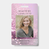 Modern Glitter Employee Photo ID Badge バッジ (表面)