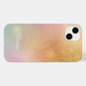 Modern Glitter Holographic Gold with Name Case-Mate iPhoneケース (裏面 (横))