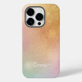 Modern Glitter Holographic Gold with Name Case-Mate iPhoneケース (裏面)
