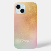 Modern Glitter Holographic Gold with Name Case-Mate iPhoneケース (裏面)