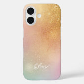 Modern Glitter Holographic Gold with Name Case-Mate iPhoneケース (裏面)