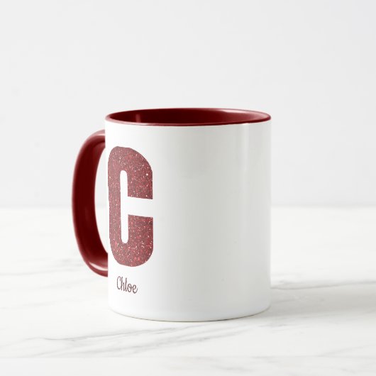 Modern Glitter Monogram C Mug with Name マグカップ (正面左)