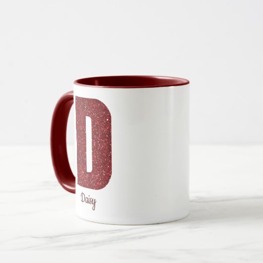 Modern Glitter Monogram D Mug with Name マグカップ (正面左)