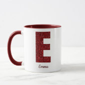 Modern Glitter Monogram E Mug with Name マグカップ (左)