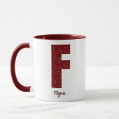 Modern Glitter Monogram F Mug with Name マグカップ (左)