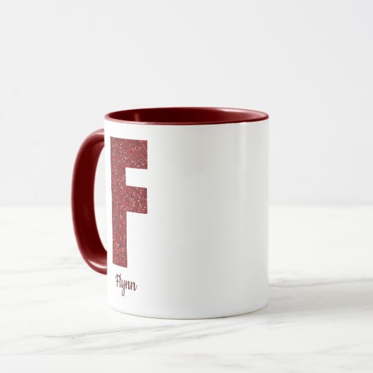 Modern Glitter Monogram F Mug with Name マグカップ (正面左)