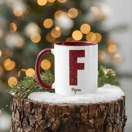 Modern Glitter Monogram F Mug with Name マグカップ