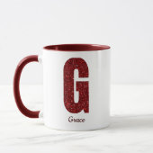 Modern Glitter Monogram G Mug with Name マグカップ (左)
