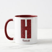 Modern Glitter Monogram H Mug with Name マグカップ (左)