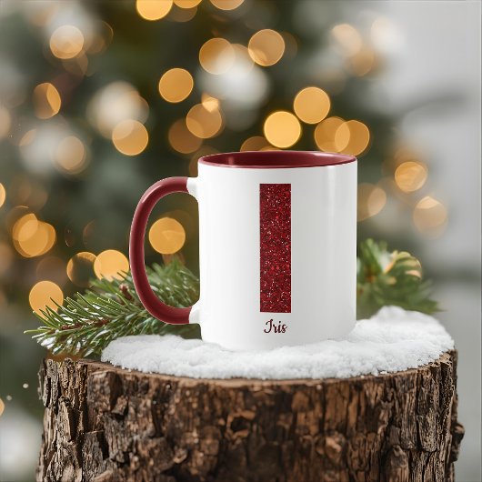 Modern Glitter Monogram I Mug with Name マグカップ