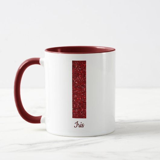 Modern Glitter Monogram I Mug with Name マグカップ (左)