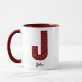 Modern Glitter Monogram J Mug with Name マグカップ (左)