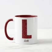 Modern Glitter Monogram L Mug with Name マグカップ (左)