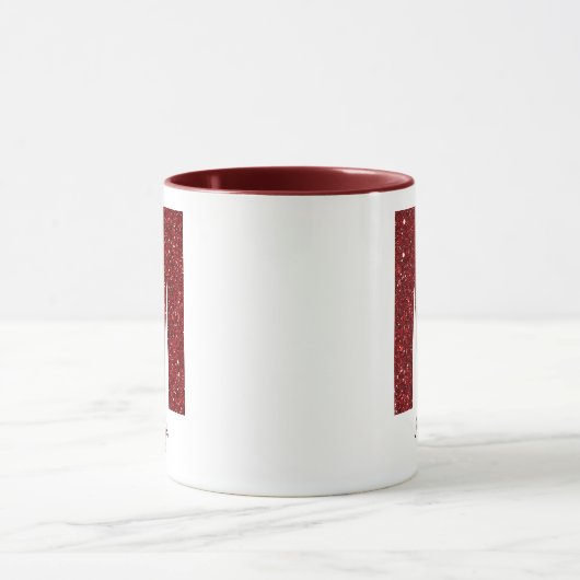 Modern Glitter Monogram M Mug with Name マグカップ (中央)