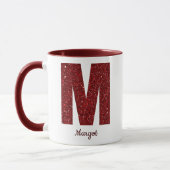 Modern Glitter Monogram M Mug with Name マグカップ (左)