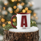 Modern Glitter Monogram Mug with Name マグカップ