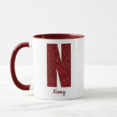 Modern Glitter Monogram N Mug with Name マグカップ (左)
