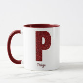 Modern Glitter Monogram P Mug with Name マグカップ (左)