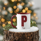 Modern Glitter Monogram P Mug with Name マグカップ