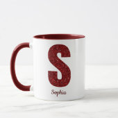Modern Glitter Monogram S Mug with Name マグカップ (左)