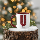 Modern Glitter Monogram U Mug with Name マグカップ