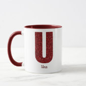 Modern Glitter Monogram U Mug with Name マグカップ (左)