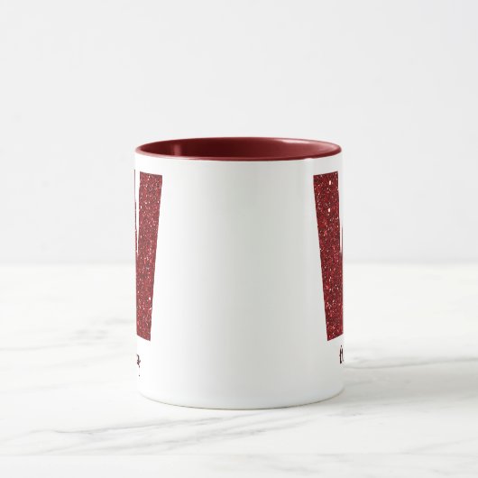 Modern Glitter Monogram W Mug with Name マグカップ (中央)