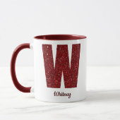 Modern Glitter Monogram W Mug with Name マグカップ (左)